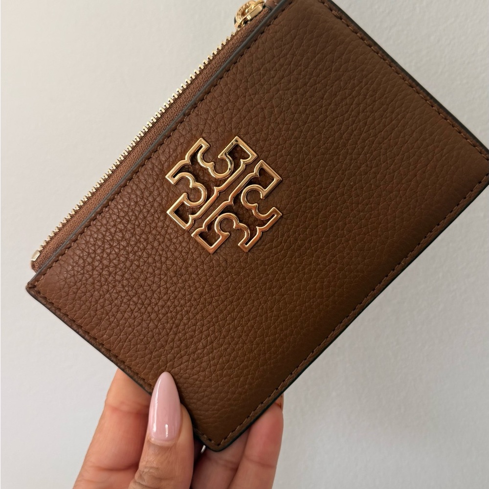 Tory Burch Brown Britten Leather Card Holder